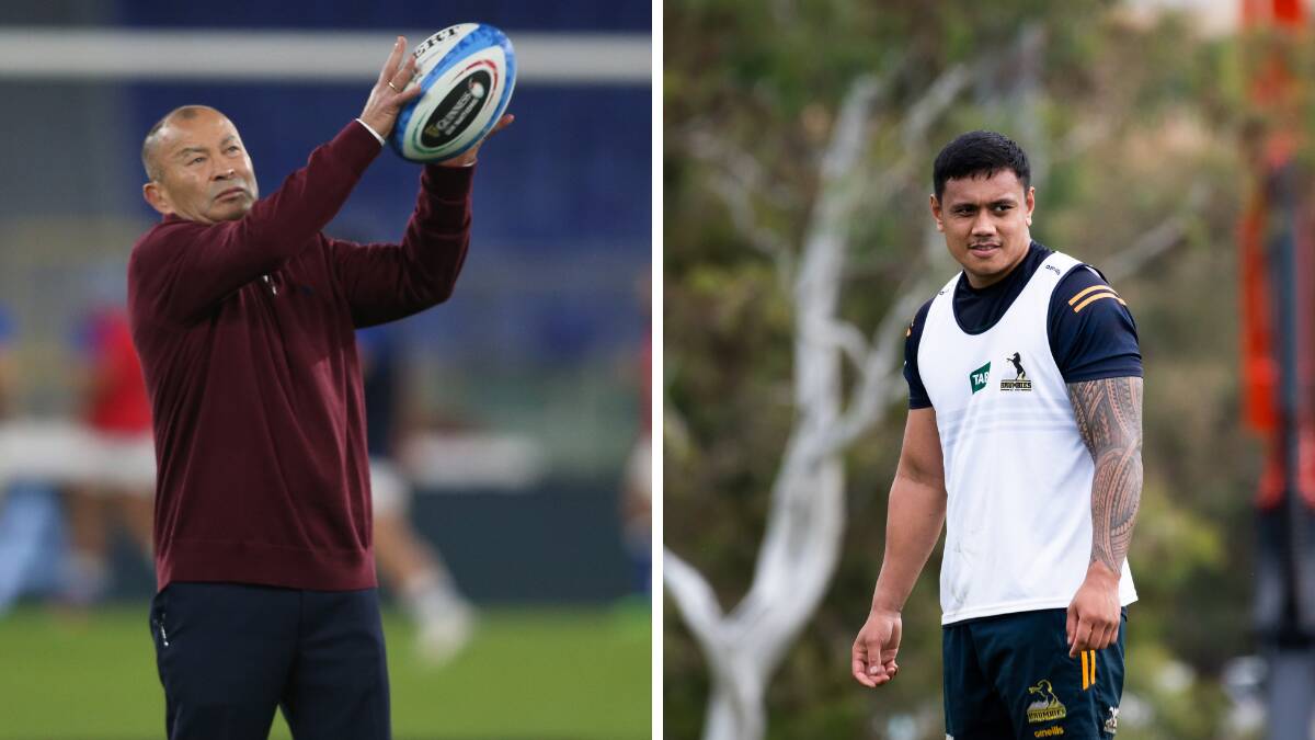 Len Ikitau, right, was left out of Eddie Jones' World Cup squad. Pictures by Elesa Kurtz, supplied