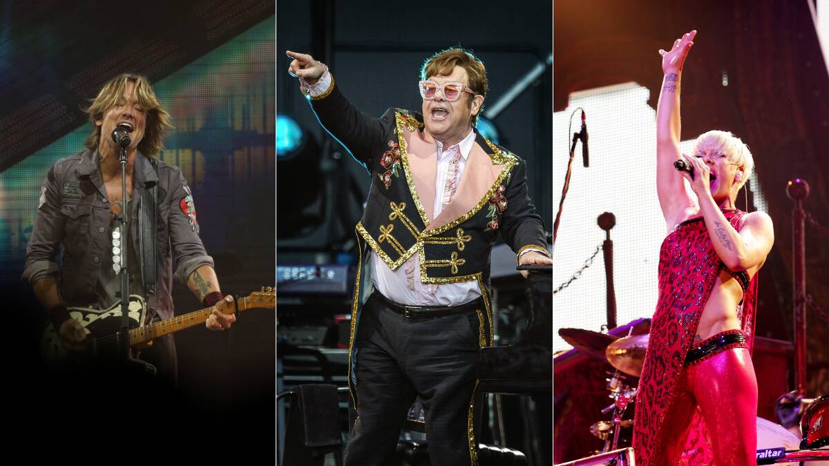Keith Urban, Elton John and Pink are three artists who have recently bypassed Canberra for various reasons. Pictures by Marina Neil, Simone De Peak and Ryan Osland