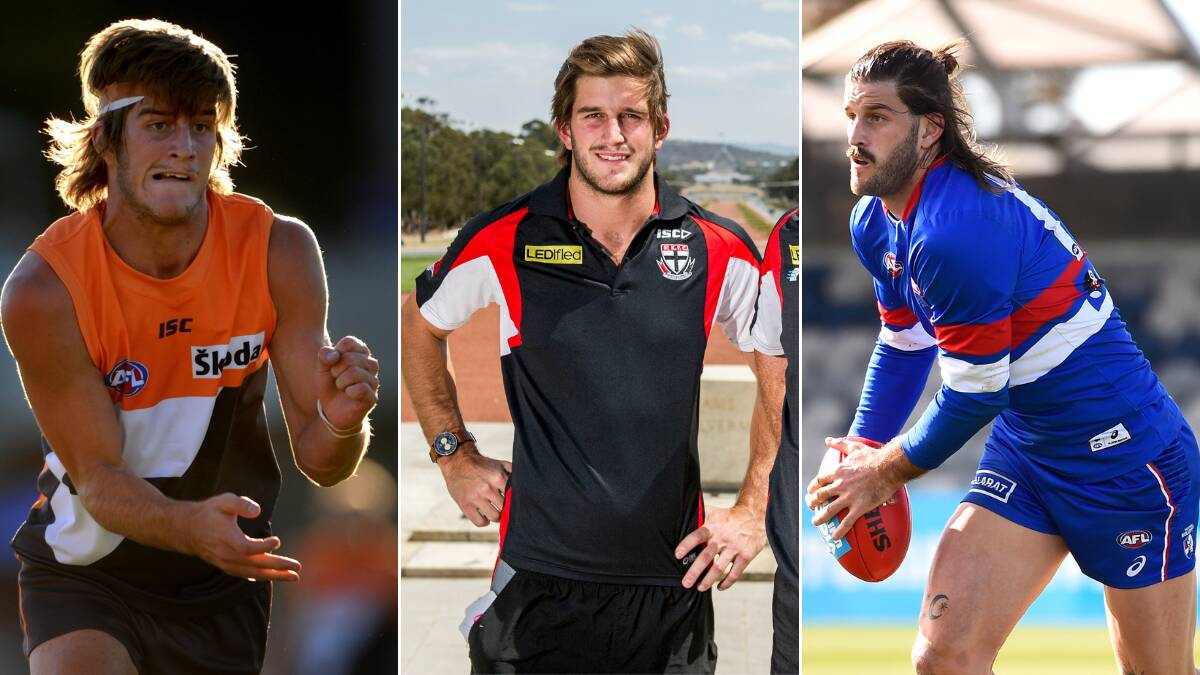 Josh Bruce through the years. The Canberra junior played at the Giants, St Kilda and the Bulldogs. Pictures Marina Neil, Jay Cronan, Adam Trafford