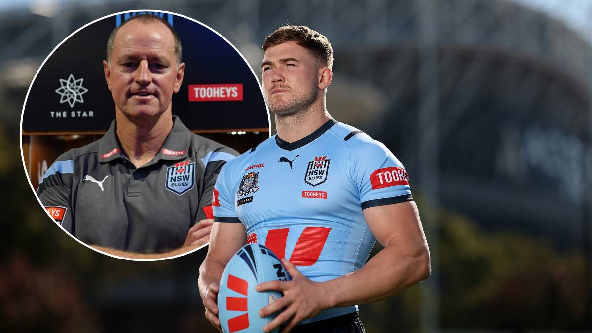 Coach Michael Maguire, inset, is set to use Hudson Young as the NSW Mr Fix It. Pictures by Getty Images, supplied