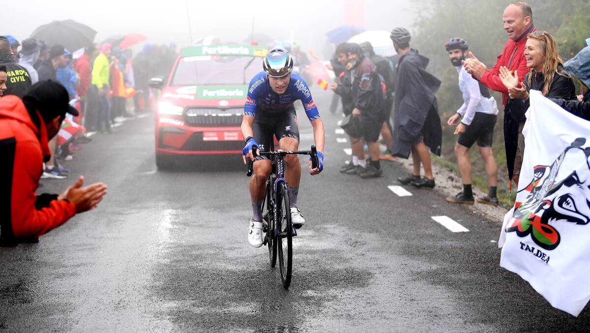 Visibility was so bad on the stage that television cameras couldn't capture Jay Vine's stage win. Picture by Getty Images