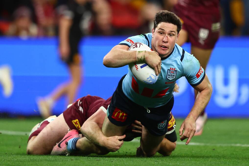 Mitchell Moses scores the game-sealing try for NSW in the 67th minute. Picture Getty Images