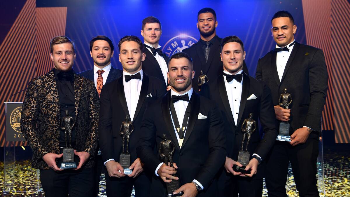Bateman, back row left, as part of the Dally M team of the year. Picture: NRL Imagery
