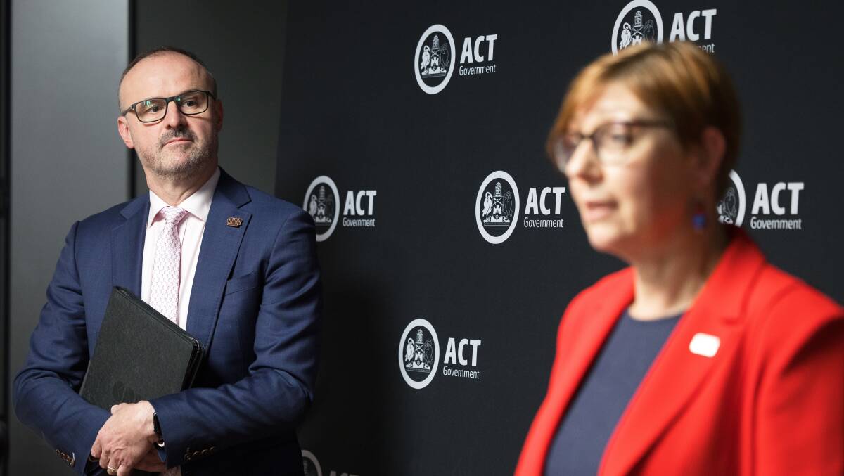 ACT Chief Minister Andrew Barr and Health Minister Rachel Stephen-Smith. Picture by Sittihixay Ditthavong