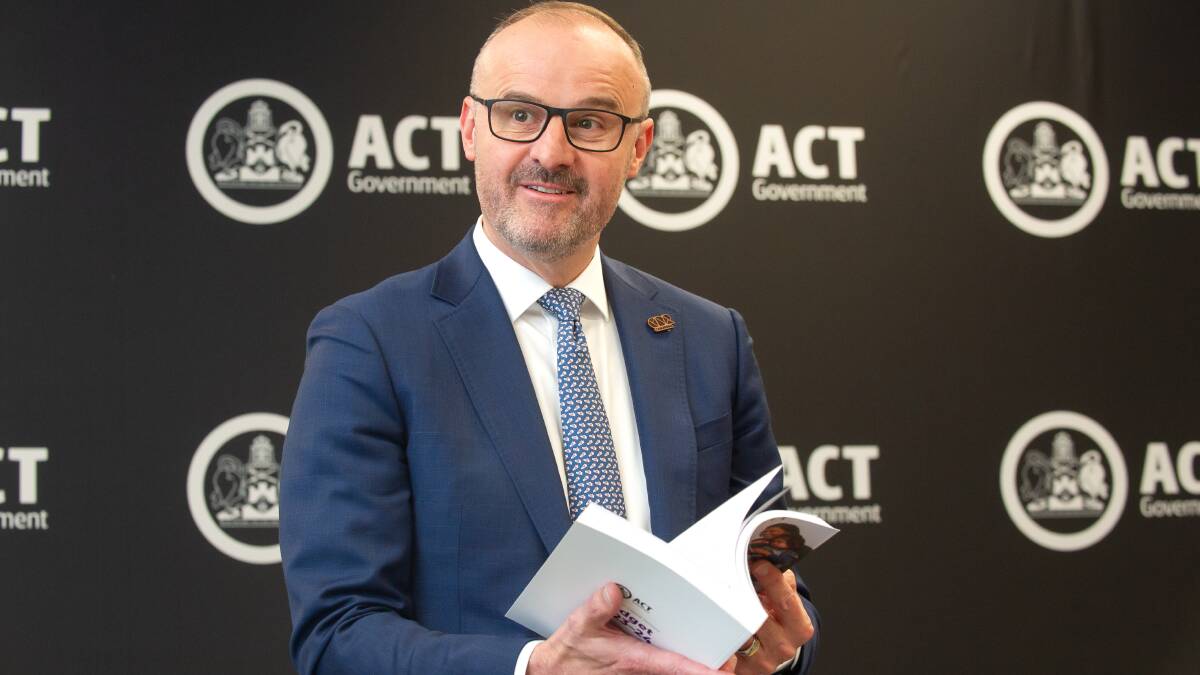 ACT Chief Minister and Treasurer Andrew Barr releasing this year's ACT budget. Picture By Sitthixay Ditthavong