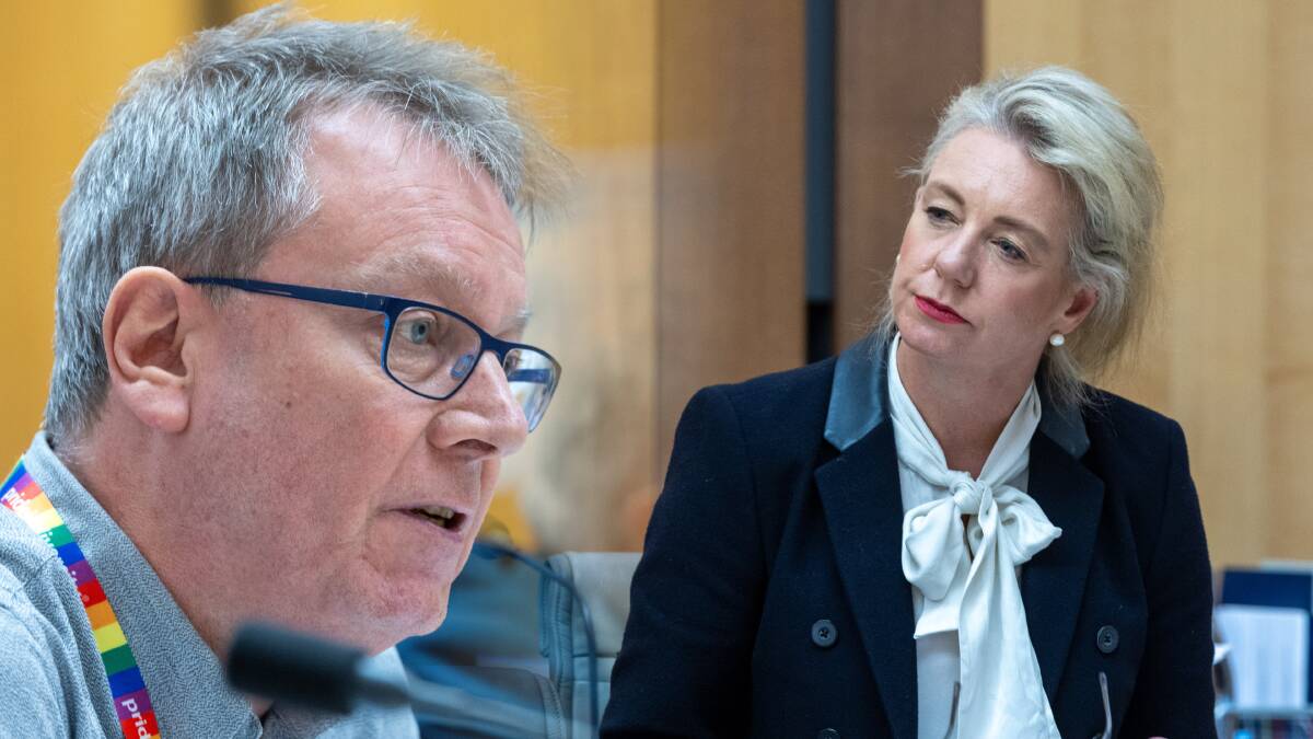 Senator Bridget McKenzie grilled Infrastructure Department secretary Jim Betts about reported harassment in his agency. Pictures by Gary Ramage