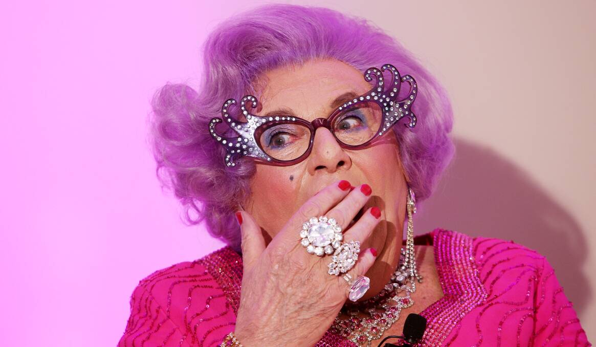 Viewed from 2023, the humour of Barry Humphries and his alter ego Dame Edna Everage is breathtaking. Picture Getty Images