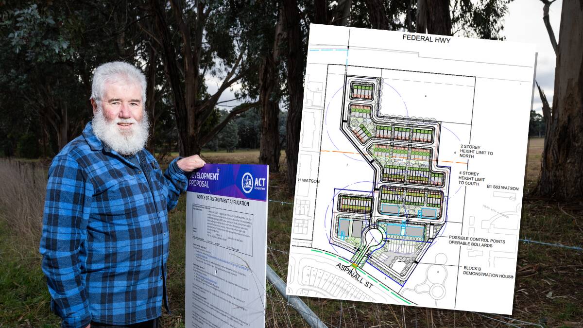 Simon Clarke from the Watson Community Association at the site of the proposed development. Picture by Elesa Kurtz