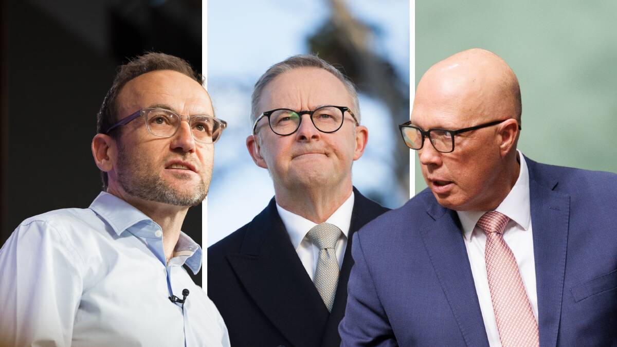 Greens leader Adam Bandt, Prime Minister Anthony Albanese and Opposition Leader Peter Dutton. Pictures by Sitthixay Ditthavong and Keegan Carroll