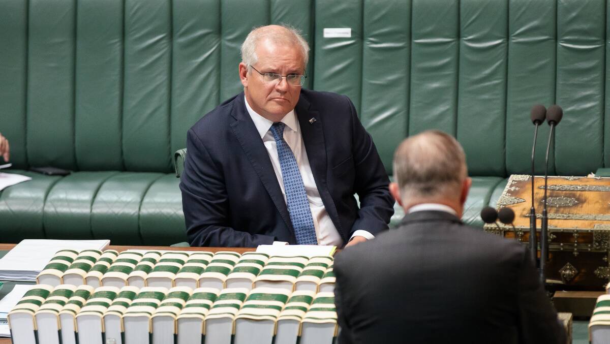 Prime Minister Scott Morrison and Opposition leader Anthony Albanese. Picture: Sitthixay Ditthavong