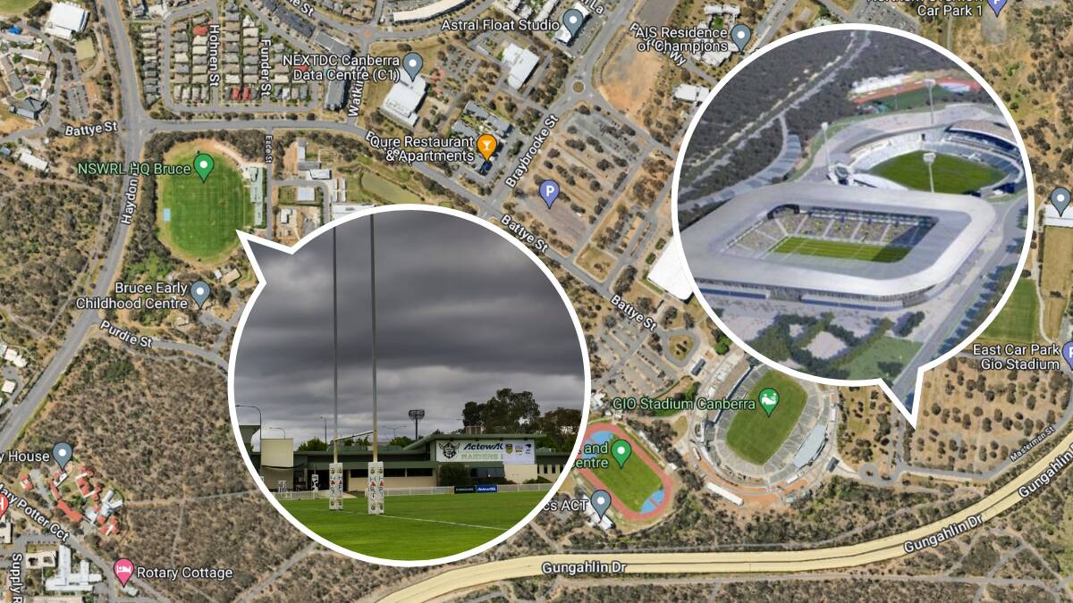 The ACT government says there are three viable options in Bruce - old Raiders HQ, the current site and the eastern carpark at the current site.