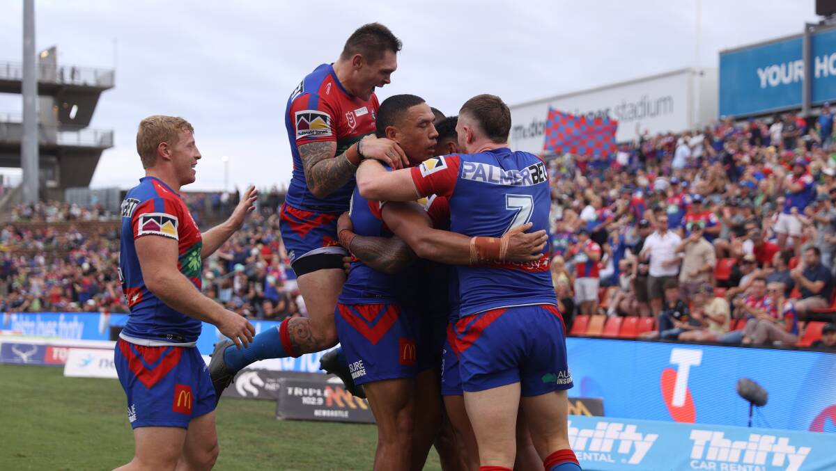 The Knights flew out of the sheds to blow the Raiders off the park at the start of the second half - scoring an unanswered 16 points in the opening 10 minutes. Picture Getty Images