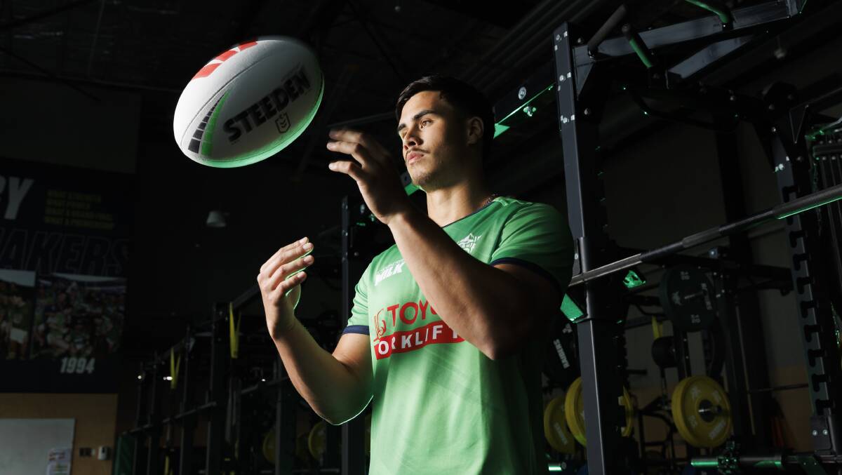 Raiders recruit Kaeo Weekes is competing with Strange to be five-eighth come round one. Picture by Keegan Carroll