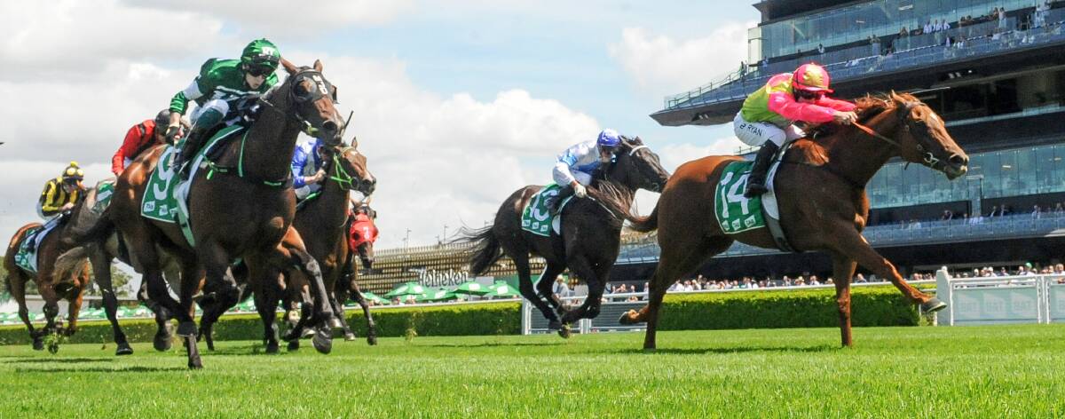 The Fabian Azzopardi-trained Look Only dashes to victory - the 73-year-old Queanbeyan trainer's first in Sydney. Picture: AAP