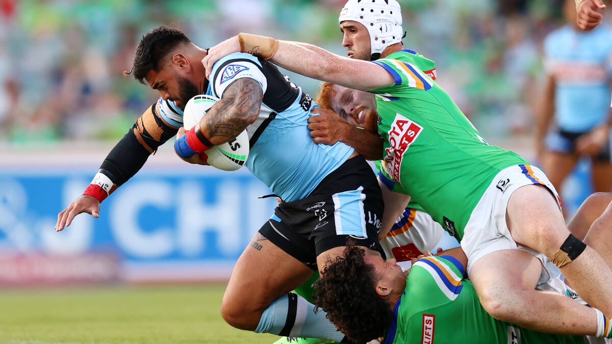 Sharks prop Royce Hunt not only has set up a rivalry with Corey Horsburgh and the Raiders, but between the Raiders and Panthers as well. Picture Getty Images