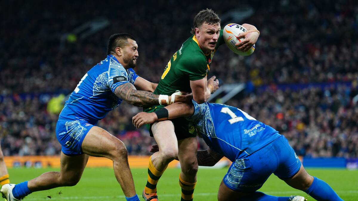 Raiders star Jack Wighton got the Kangaroos going early in their World Cup win over Samoa. Picture Getty Images