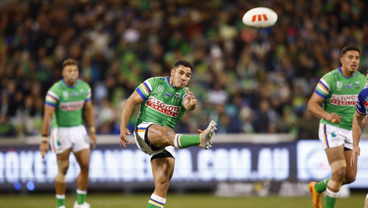 Raiders halfback Jamal Fogarty says coach Ricky Stuart is driving his kicking game. Picture by Keegan Carroll