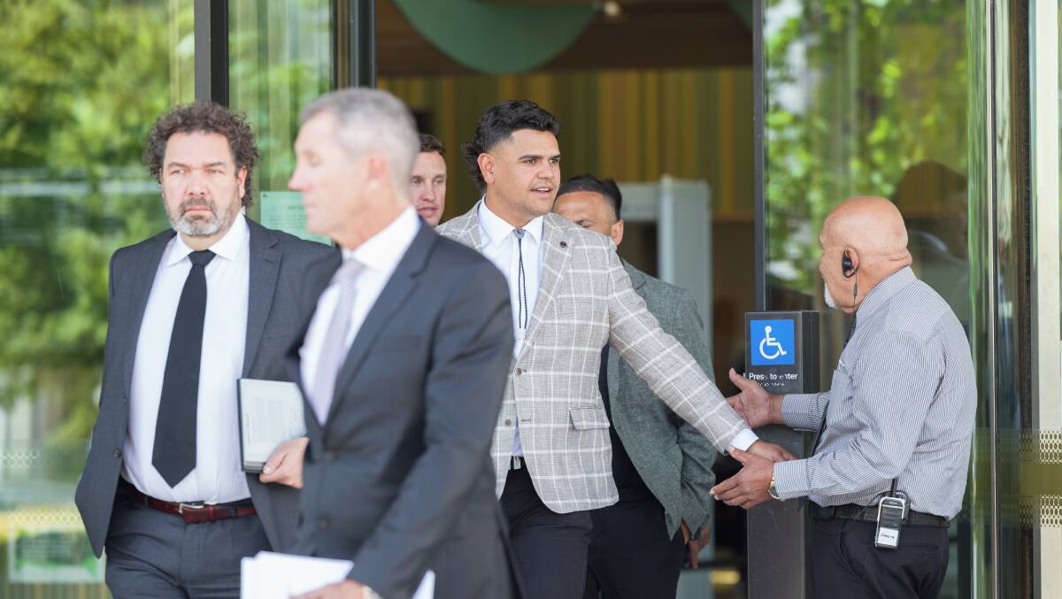 Raiders CEO Don Furner (front) has again called for the office of the DPP to apologise to NRL stars Latrell Mitchell and Jack Wighton. Picture by Sitthixay Ditthavong