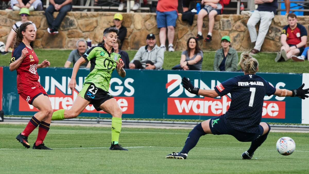 Michelle Heyman led Canberra United to their season-opening victory over Adelaide. Picture: Matt Loxton