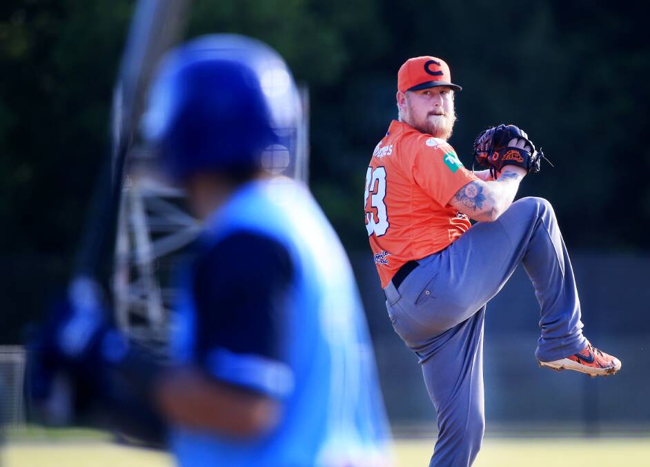 Steven Kent and the Canberra Cavalry will host the Sydney Blue Sox this weekend. Picture: SMP Images / ABL Media