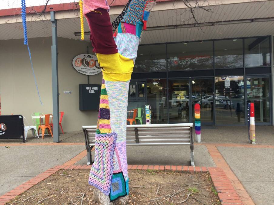 Yarn bombing at Wanniassa shops to encourage people to participate in ...