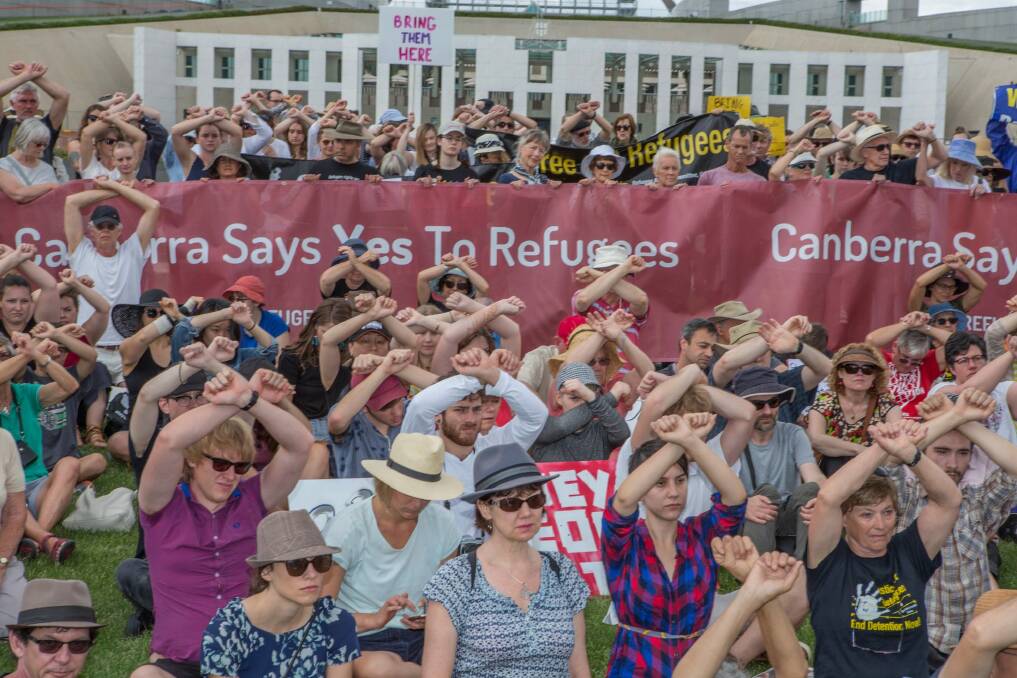 Protesters take to Parliament House over Manus Island detainees Photo: Phillip Dimond