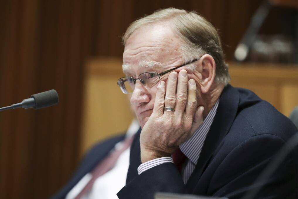 Senator Ian Macdonald during an estimates hearing at Parliament House in Canberra on May 22. Photo: Alex Ellinghausen