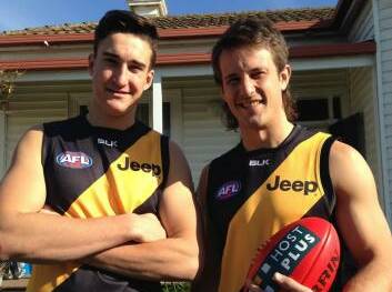 Canberran Ivan Soldo with cousin Ivan Maric, after the former basketballer signed as a rookie with Richmond.