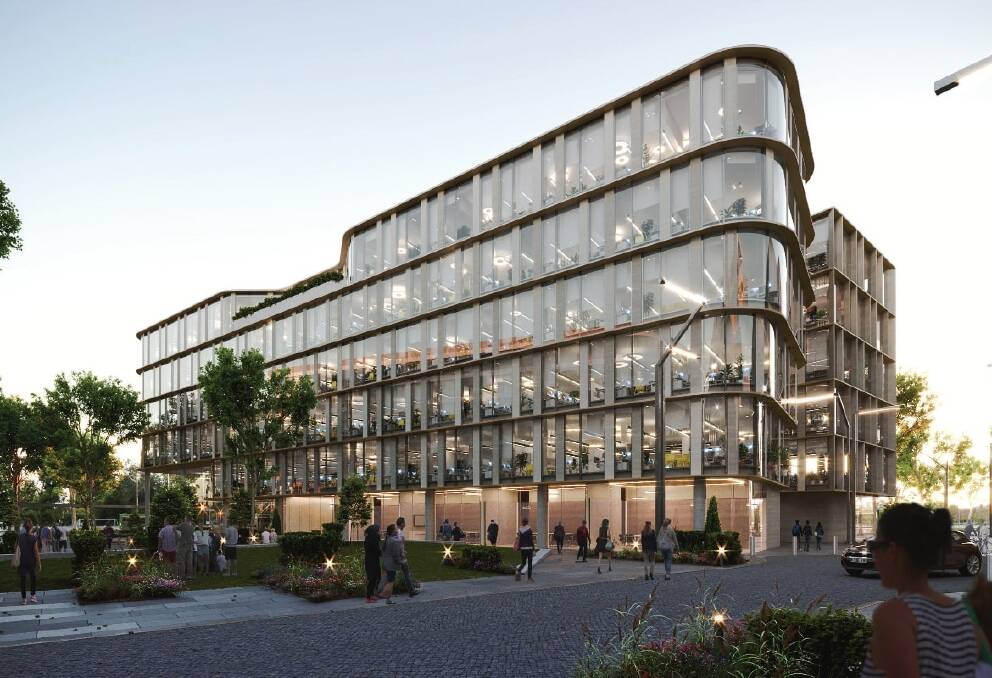 Artist impressions of the Doma Group's planned redevelopment of the Dickson Motor Vehicle Registry, which is bordered by Northbourne Avenue and Challis Street. Photo: Supplied