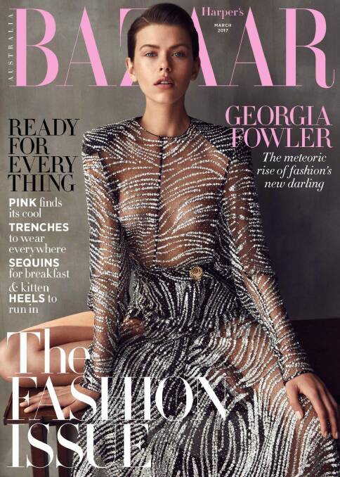 Georgia Fowler as she appears on the March cover of Harper's Bazaar Photo: Supplied