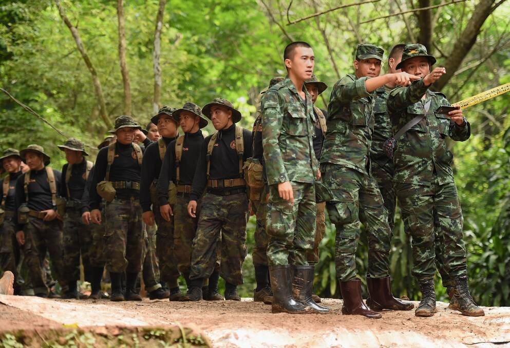 Thai army soldiers at the base camp. Photo: Kate Geraghty