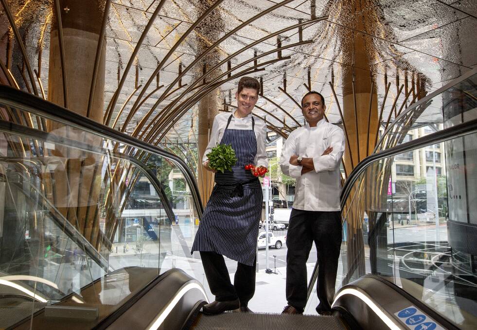 Chef Manjunath Mural from Heritij and Chef Shane Veivers from Persone at Brisbane Quarter. Photo: Supplied