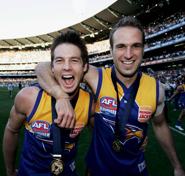 Ben Cousins and Chris Judd during happier times celebrating the Eagles' 2006 grand final win.

 
  
  
    
    


 


 Photo: Getty Images