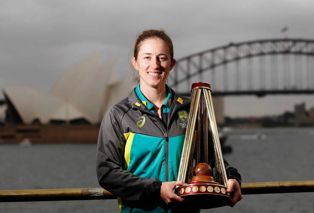 Skipper: Australian captain Rachael Haynes with the Ashes trophy. Photo: AAP