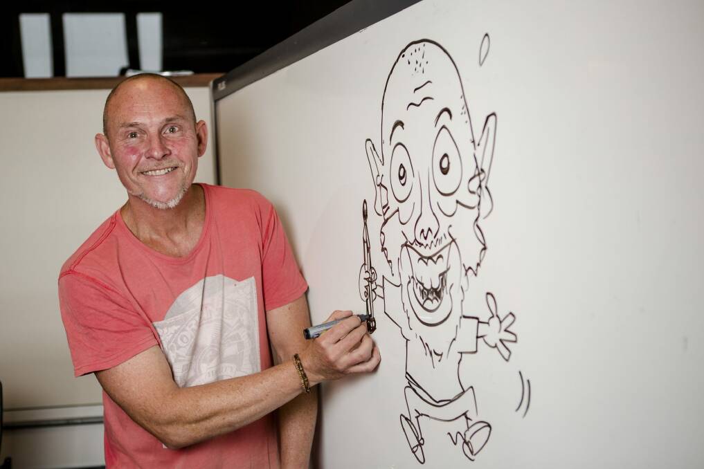 Andrew Hore of Funnyworks OZ is holding cartooning masterclasses at Old Parliament House. Photo: Jamila Toderas