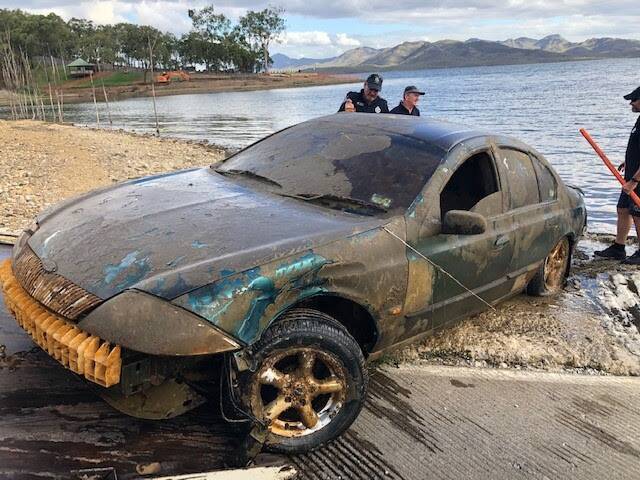 The car recovered at Awoonga Dam in Gladstone was stolen in 2009. Photo: Queensland Police Service