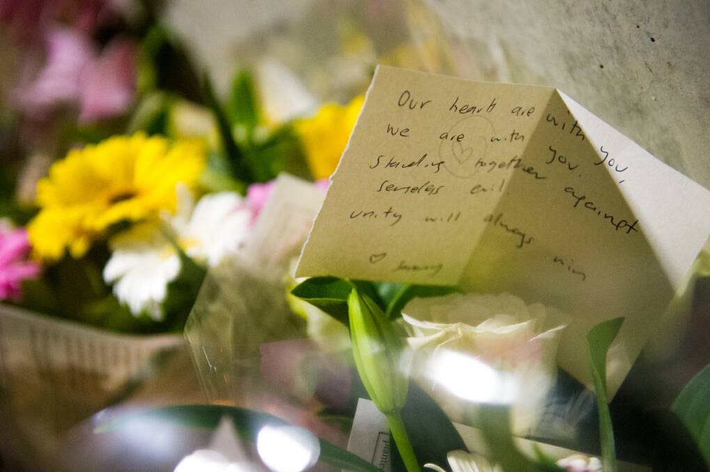 Flowers left at the New Zealand High Commission. Photo: Elesa Kurtz