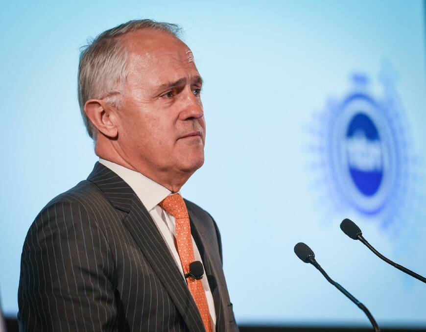 August 2015: then Communications Minister Malcolm Turnbull speaks   about the NBN Corporate Plan in Sydney. Photo: Brendan Esposito