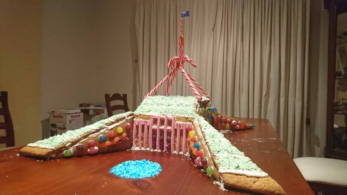 Canberra man Chris Ingles made a Parliament House gingerbread man for Christmas which proved a hit online. Photo: Supplied