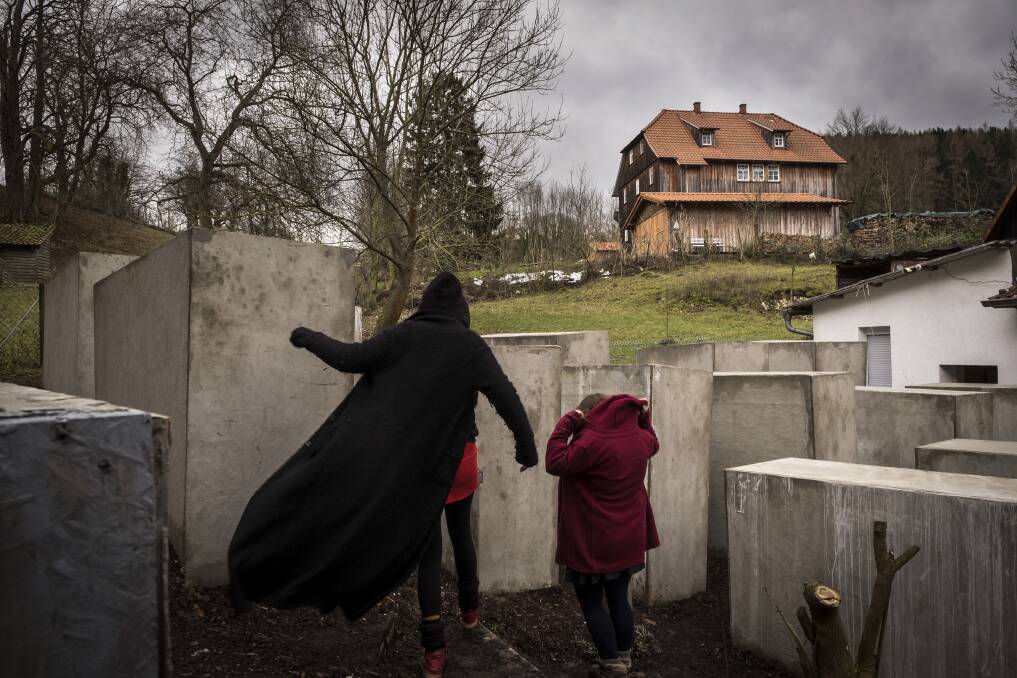 A replica of the Berlin Holocaust Memorial built by a political art group next door to the home of Björn Höcke, a far-right politician. Photo: The New York Times