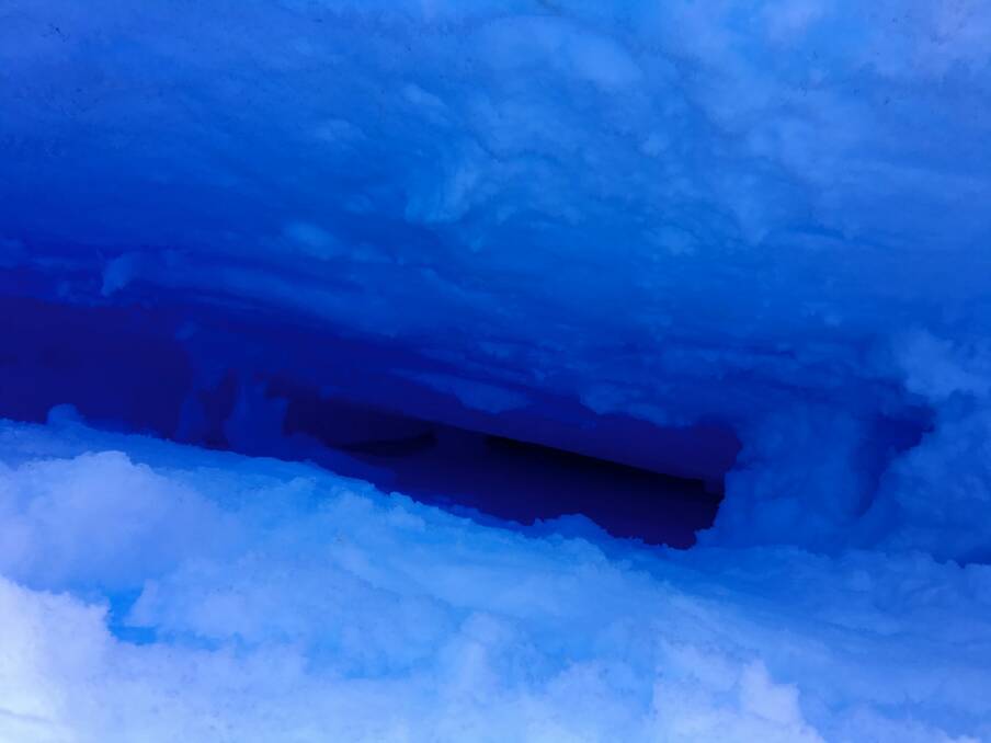 David Wood fell into this crevasse  on Antarctica in January 2016. Photo: Supplied