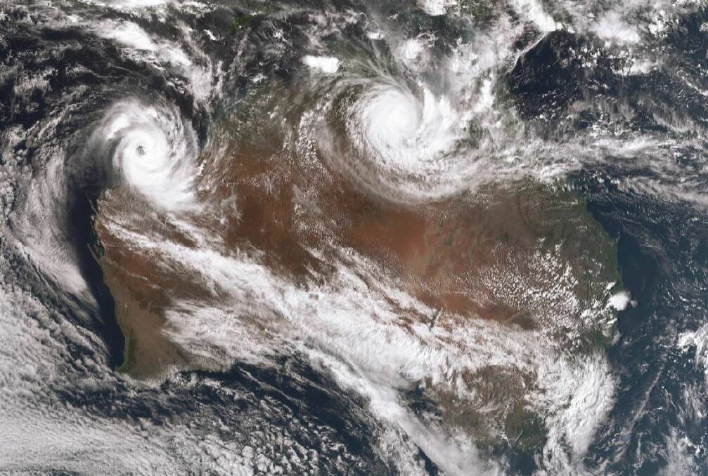 Tropical Cyclone Trevor has weakened to a category three. Tropical Cyclone Veronica is bearing down on the area near Port Hedland in WA. Photo: Supplied.