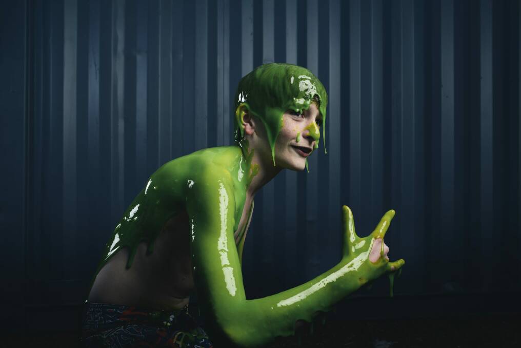Electronic music producer Rhys Toms gets ready for his Slimefest performance. Photo: Rohan Thomson