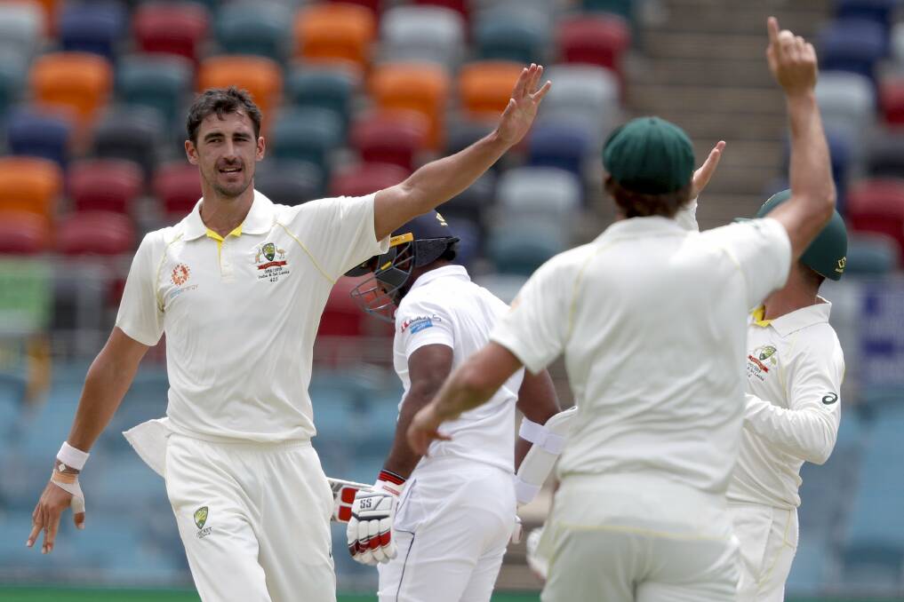 Spearhead: Revitalised paceman Mitchell Starc snagged 10 wickets for the match. Photo: AAP