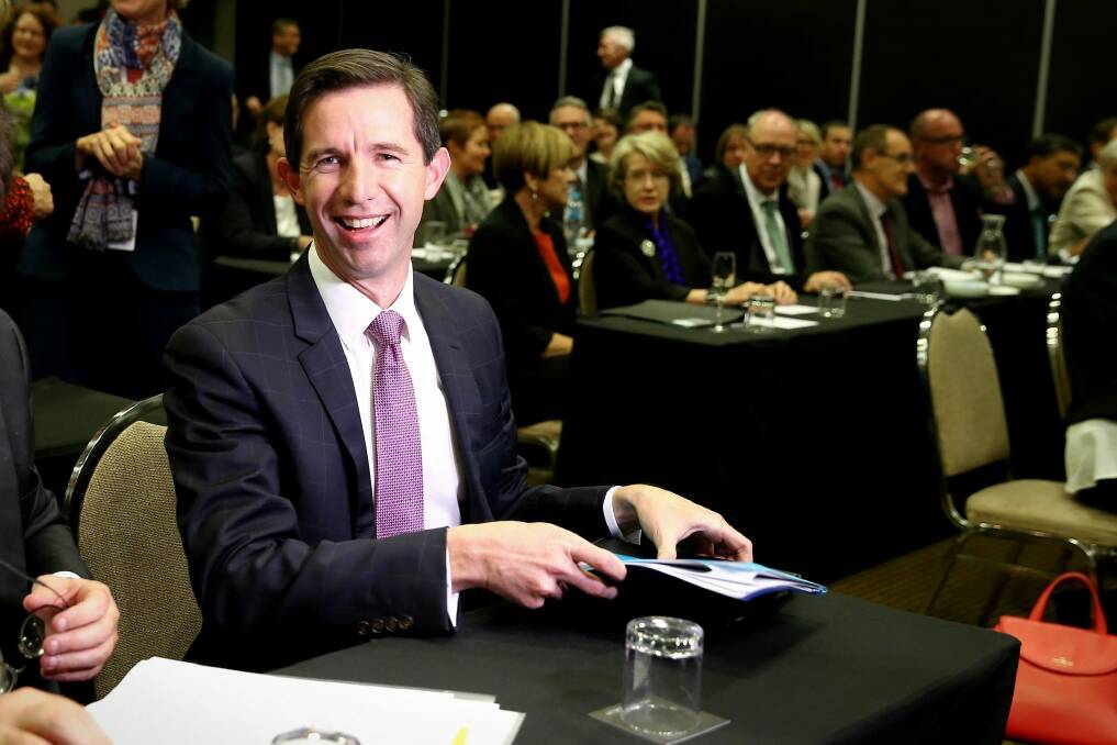 Education Minister Simon Birmingham says universities have been receiving "rivers of gold" from the taxpayer over recent years Photo: Alex Ellinghausen