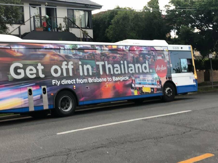 The council bus was spotted carrying the "inappropriate" advertisement across Brisbane. Photo: Collective Shout