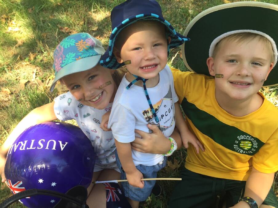 Enjoying Australia Day in Commonwealth Park were the Mailler siblings of Campbell - Chloe,9; Isaac who turns two on January 29; and Will, seven. Photo: Megan Doherty