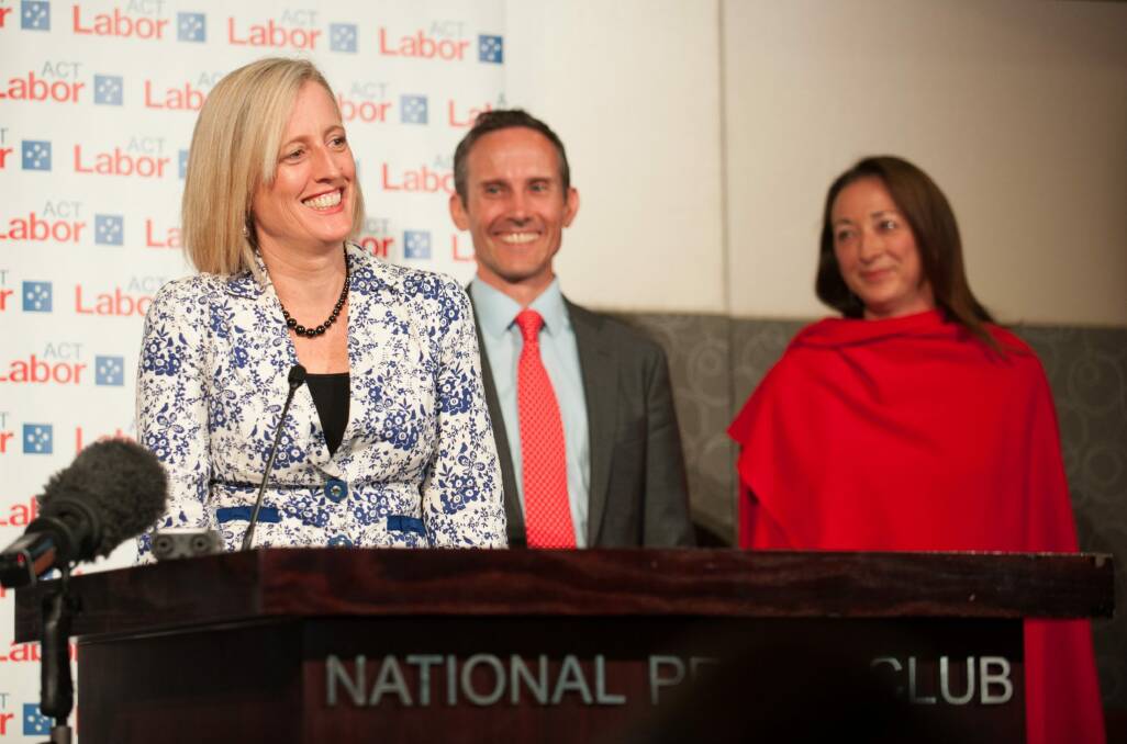 Room for one more: ACT MPs Katy Gallagher, Andrew Leigh and Gai Brodtmann. Photo: Elesa Kurtz