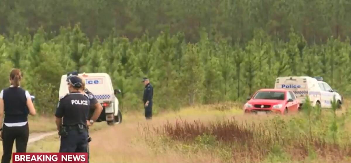 The crime scene in Coochin Creek where the bodies were found. Photo: Nine News Queensland