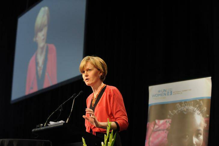 Renowned ABC  foreign correspondent  Sally Sara  spoke at the  International Women's  Day at the National Convention Centre. Photo: Richard Briggs